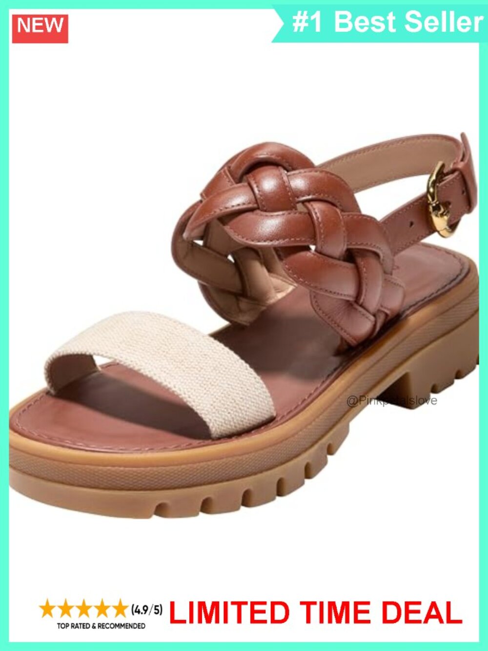 Womens Cressida Lug Heeled Sandals Padded Braid Leather Comfort